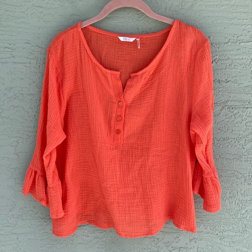 Kaktus Sz PS Cotton Orange Bell Sleeve Top